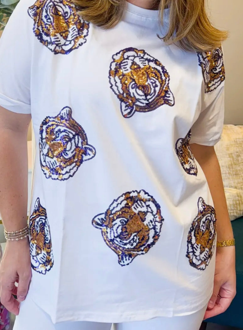 Adult Game Day Sequin Tiger Shirt