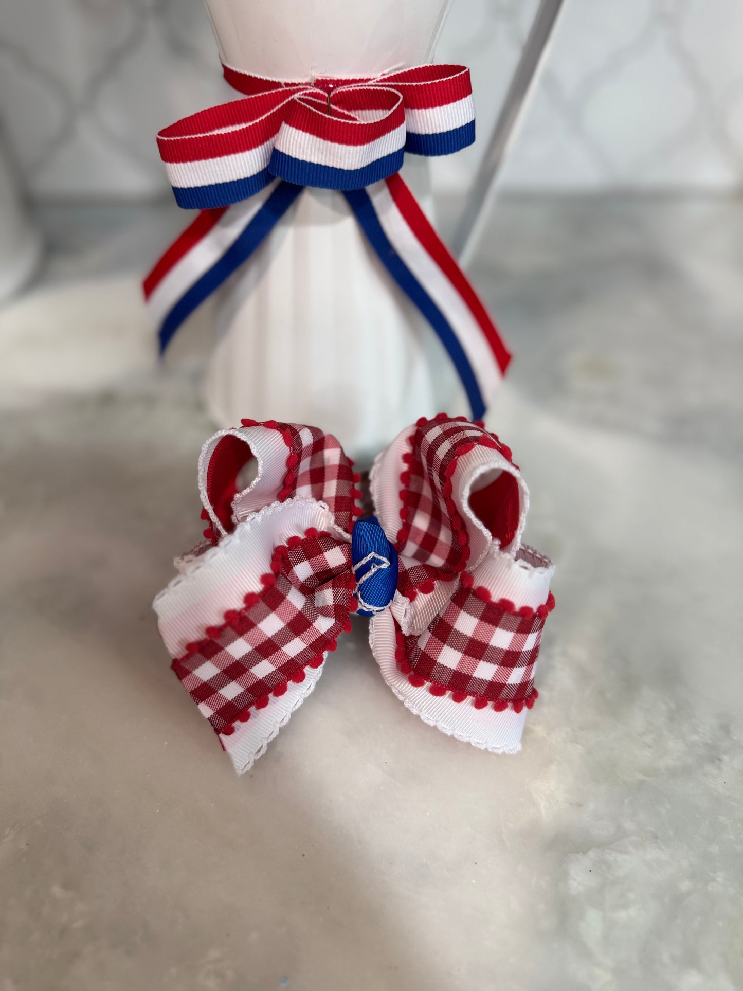 4OJ Red Gingham Bow
