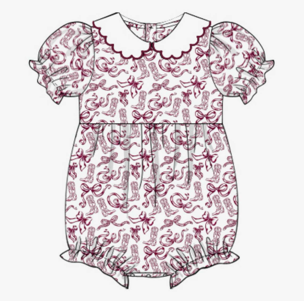 Boots Scallop Collar Girls Bubble